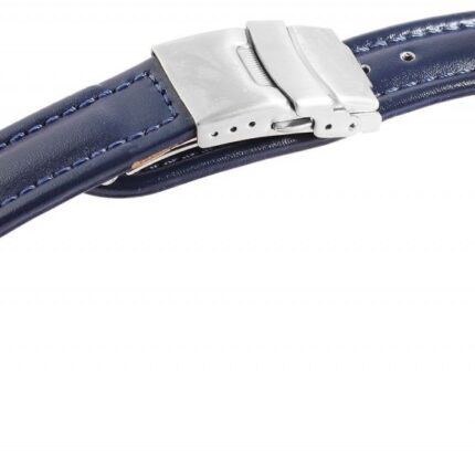 Echtleder-Uhrenarmband, blau, Faltschließe, 16 mm - 24 mm