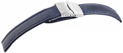 Echtleder-Uhrenarmband, dunkelblau, Faltschließe, 16 mm - 24 mm