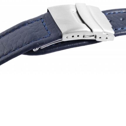 Echtleder-Uhrenarmband, dunkelblau, Faltschließe, 16 mm - 24 mm