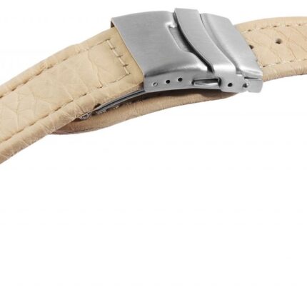 Echtleder-Uhrenarmband, beige, Faltschließe, 16 mm - 24 mm