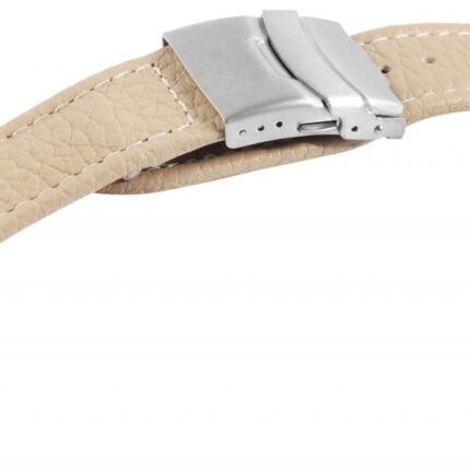 Echtleder-Uhrenarmband, beige, Faltschließe, 22 mm / 24 mm