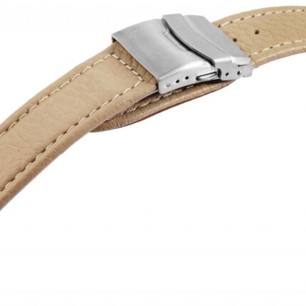 Echtleder-Uhrenarmband, beige, Faltschließe, 22 mm / 24 mm