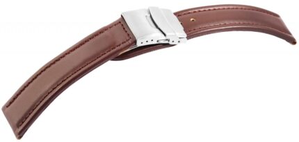 Echtleder-Uhrenarmband, braun, Faltschließe, 16 mm / 24 mm