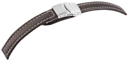 Echtleder-Uhrenarmband, braun, Faltschließe, 16 mm - 22 mm