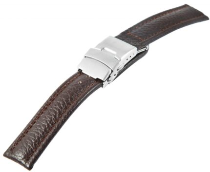 Echtleder-Uhrenarmband, braun, Faltschließe, 16 mm - 24 mm