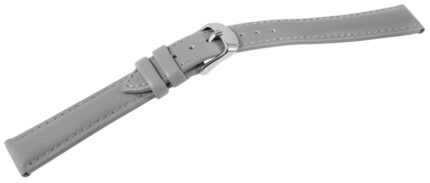 Echtleder Uhrenarmband, grau, graue Naht, glatt, gepolstert, silberfabene Dor...