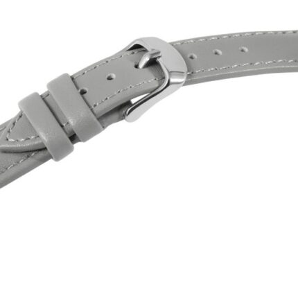 Echtleder Uhrenarmband, grau, graue Naht, glatt, gepolstert, silberfabene Dor...