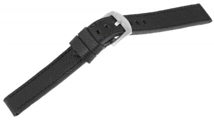 Echtleder-Uhrenarmband, flach, schwarz, 18 mm