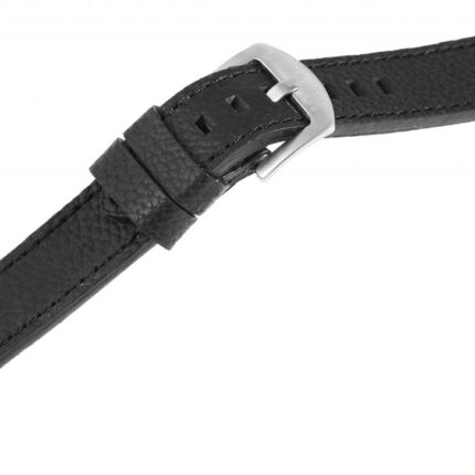 Echtleder-Uhrenarmband, flach, schwarz, 18 mm
