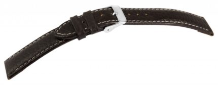 Echtleder Uhrenarmband, dunkelbraun, weiße Naht, 16, 18 & 24 mm