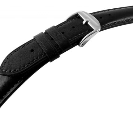 Echtleder Uhrenarmband, gepolstert, genäht, schwarz, 20 & 22 mm