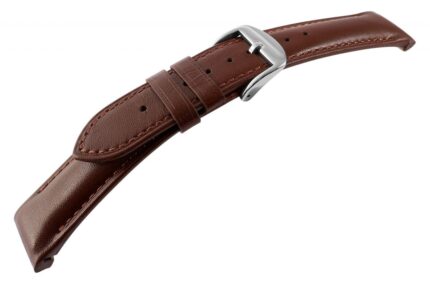 Echtleder Uhrenarmband, gepolstert, genäht, braun, 20 & 22 mm