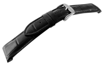 Echtleder Uhrenarmband mit Prägung, gepolstert, schwarz, 20 & 22 mm