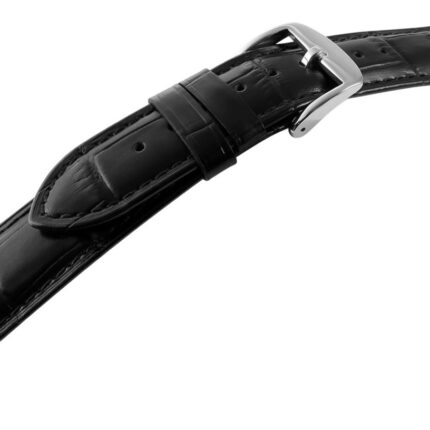 Echtleder Uhrenarmband mit Prägung, gepolstert, schwarz, 20 & 22 mm
