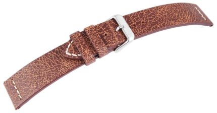 Echtleder-Uhrenarmband, braun, weiße Naht, 22 mm / 24 mm