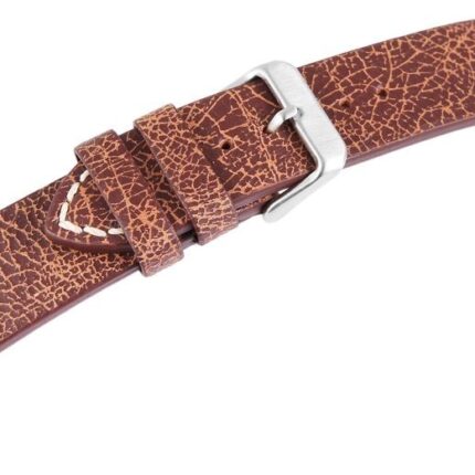 Echtleder-Uhrenarmband, braun, weiße Naht, 22 mm / 24 mm