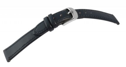 Uhrenarmband aus Echtleder, genäht, dunkelblau, 10 - 26 mm