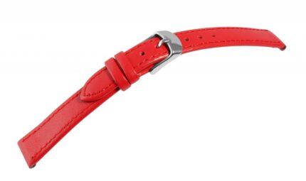 Uhrenarmband aus Echtleder, genäht, rot, 10 - 26 mm