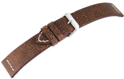 Echtleder-Uhrenarmband, braun, weiße Naht, 22 mm / 24 mm