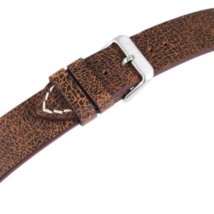 Echtleder-Uhrenarmband, braun, weiße Naht, 22 mm / 24 mm