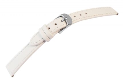 Uhrenarmband aus Echtleder, genäht, weiß, 10 - 26 mm