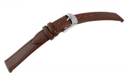Uhrenarmband aus Echtleder, genäht, dunkelbraun, 10 - 26 mm