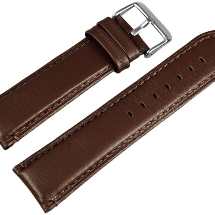 Hochwertiges Echt-Lederband in braun, 24 mm