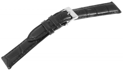 Basic Echtleder Armband, schwarz, Kroko, gepolstert, 18 mm & 20 mm