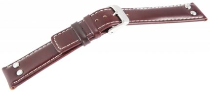 Echtleder-Uhrenarmband, braun, weiße Naht, 18 mm - 22 mm