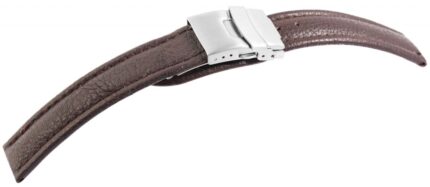 Echtleder-Uhrenarmband, dunkelbraun, Faltschließe, 16 mm - 22 mm