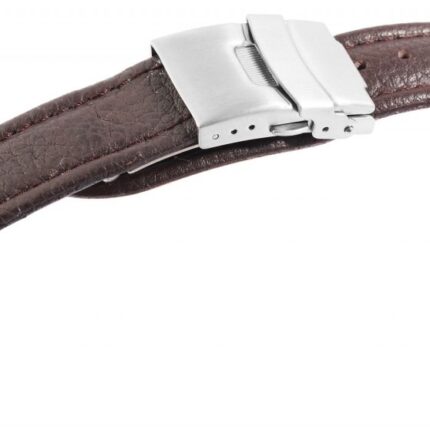 Echtleder-Uhrenarmband, dunkelbraun, Faltschließe, 16 mm - 22 mm