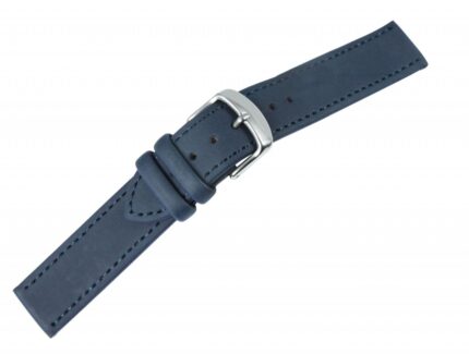 Echtleder Uhrenarmband, flach, dunkelblau, 12 - 18 mm