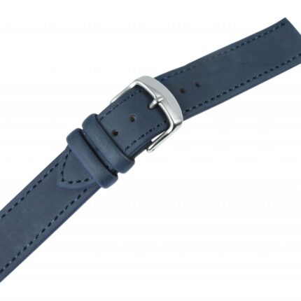 Echtleder Uhrenarmband, flach, dunkelblau, 12 - 18 mm