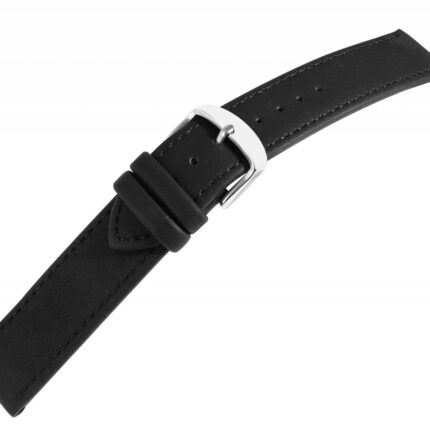 Echtleder Uhrenarmband, schwarz, flach, 12 - 22 mm