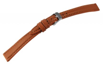 Echtleder-Uhrenarmband mit Naht, gepolstert, braun, 10 - 24 mm