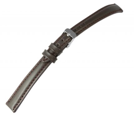 Echtleder-Uhrenarmband mit Naht, gepolstert, dunkelbraun, 10 - 24 mm