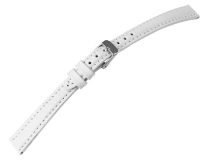 Echtleder-Uhrenarmband mit Naht, gepolstert, weiß, 10 - 24 mm