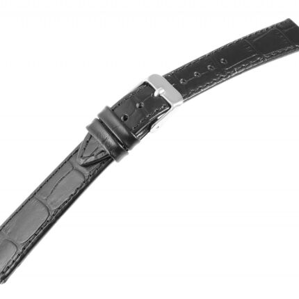 Ersatzarmband, Leder, schwarz mit Krokoprägung, 16 - 24 mm