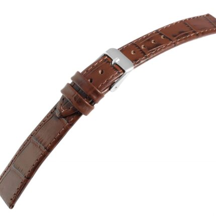 Ersatzarmband, Leder, dunkelbraun mit Krokoprägung, 16 - 24 mm