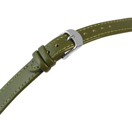 Uhrenarmband aus Echtleder, genäht, dunkelgrün, 10 - 26 mm