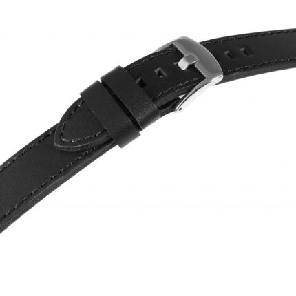 Echtleder-Uhrenarmband, genäht, schwarz, 20 mm