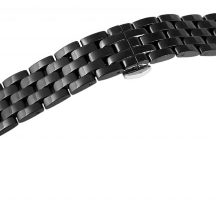 Edelstahl-Uhrenarmband, schwarz, Butterfly-Faltschließe, 18 mm - 24 mm
