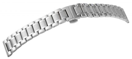 Edelstahl-Uhrenarmband, silberfarben, Butterfly-Faltschließe, 18 mm - 24 mm