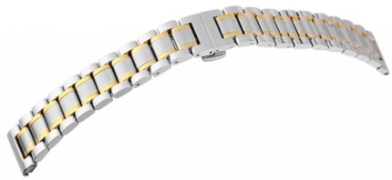Edelstahl-Uhrenarmband, silber- und goldfarben, Butterfly-Faltschließe, 18 mm...
