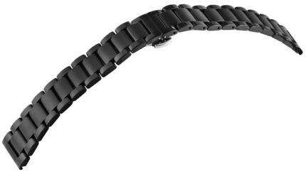 Edelstahl-Uhrenarmband, schwarz, Butterfly-Faltschließe, 18 mm - 24 mm
