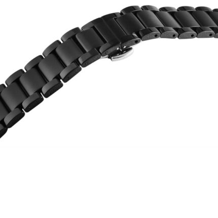 Edelstahl-Uhrenarmband, schwarz, Butterfly-Faltschließe, 18 mm - 24 mm