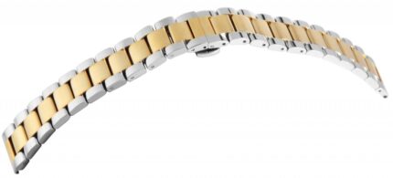 Edelstahl-Uhrenarmband, silber- und goldfarben, Butterfly-Faltschließe, 18 mm...