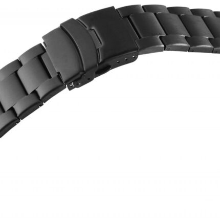 Edelstahl-Uhrenarmband, schwarz, mattiert, 18 mm - 24 mm