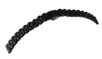 Uhrenarmband aus Edelstahl mit Butterflyschließe, schwarz, 14 - 22 mm