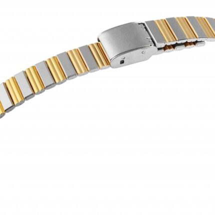Edelstahl-Uhrenarmband, silber- und goldfarben, Hakenverschluss, 12 mm